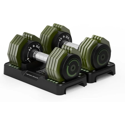Adjustable Dumbbells Set 22.5LB Pair, 1-Sec Fast Adjustable 5 Weights by Turning Handle, Premium Comfort Non-slip Metal Dumbbell
