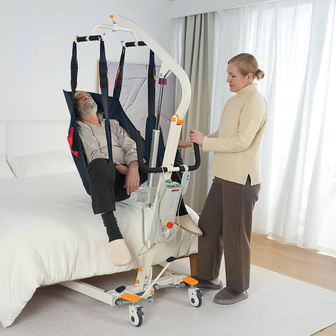 Electric Transfer Lift - Adjustable Hydraulic Lift Chair for Seniors, 400lbs Weight Capacity, Ergonomic Handles & Sturdy Frame