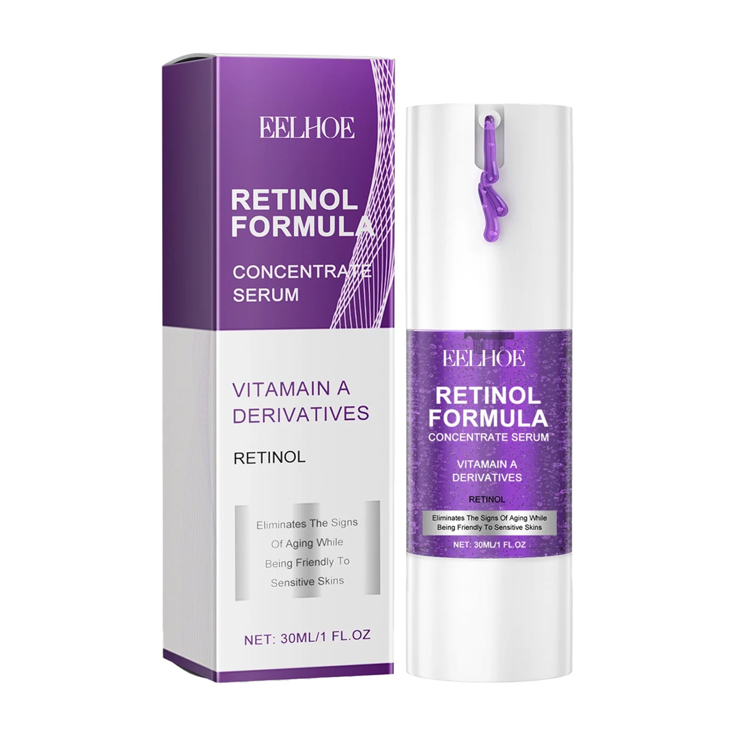 EELHOE 30ml Retinol Facial Serum Deep Moisturizing Brighten Skin Tone Firming Skin Increase Elasticity Anti Wrinkles Skin Care