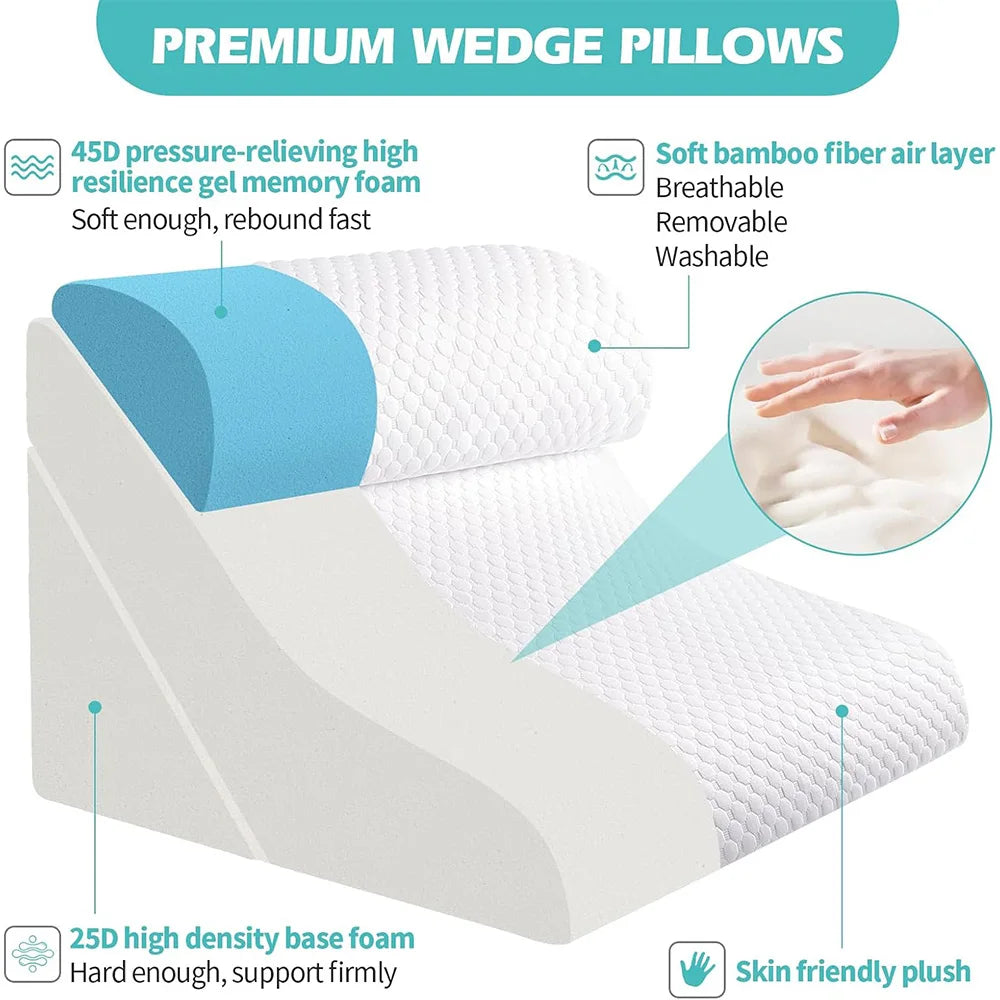 Adjustable Folding Wedge Pillow for Sleeping, Snoring and Reflux Relief