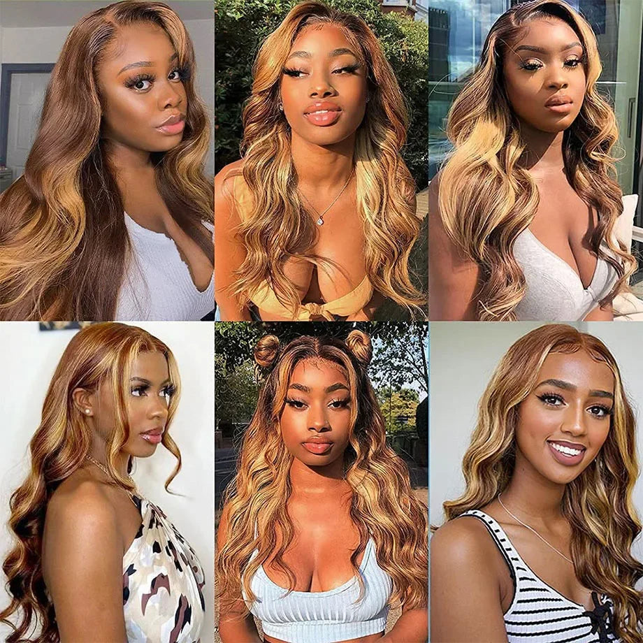 13x6 Highlight Wig Human Hair Body Wave Full HD Lace Frontal Wigs For Women Brazilian 100 Human Hair Honey Blonde Lace Front Wig