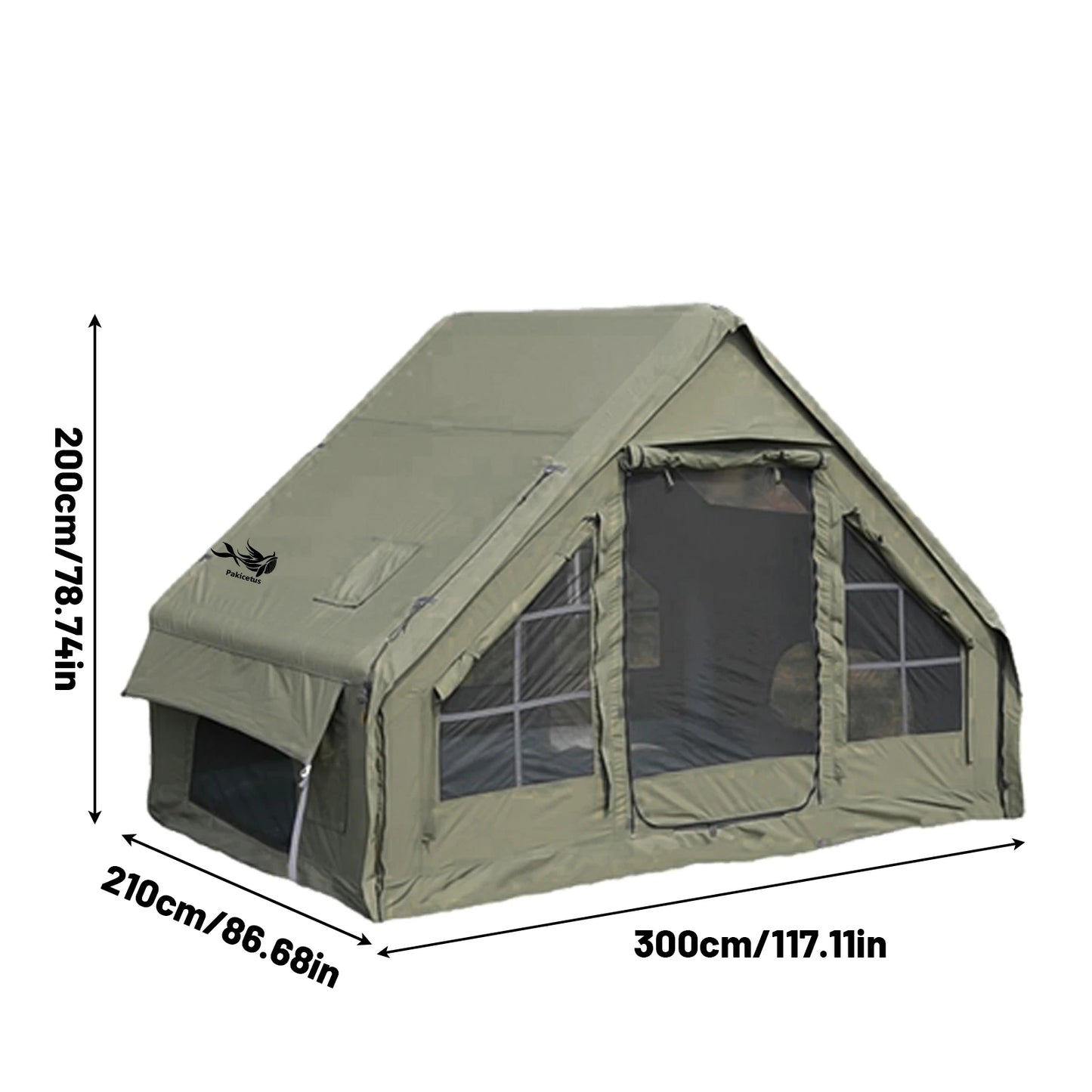 PAKICETUS Large Inflatable Camping Tent with Skylight, Quick Air-Flow & Breathable Mesh Design, Summer Glamping Hot Tents for Ca