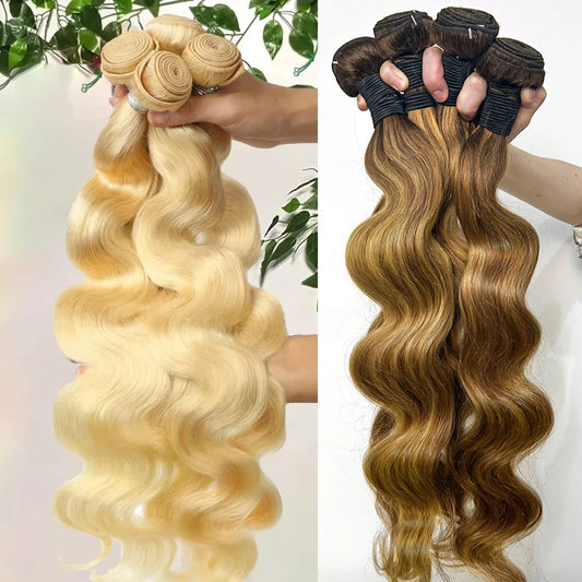 16A Blonde Or 613 Body Wave Human Hair Bundles 100% Unprocessed Brazilian Remy Hair 30 40 Inch raw hair bundles Weave Extension