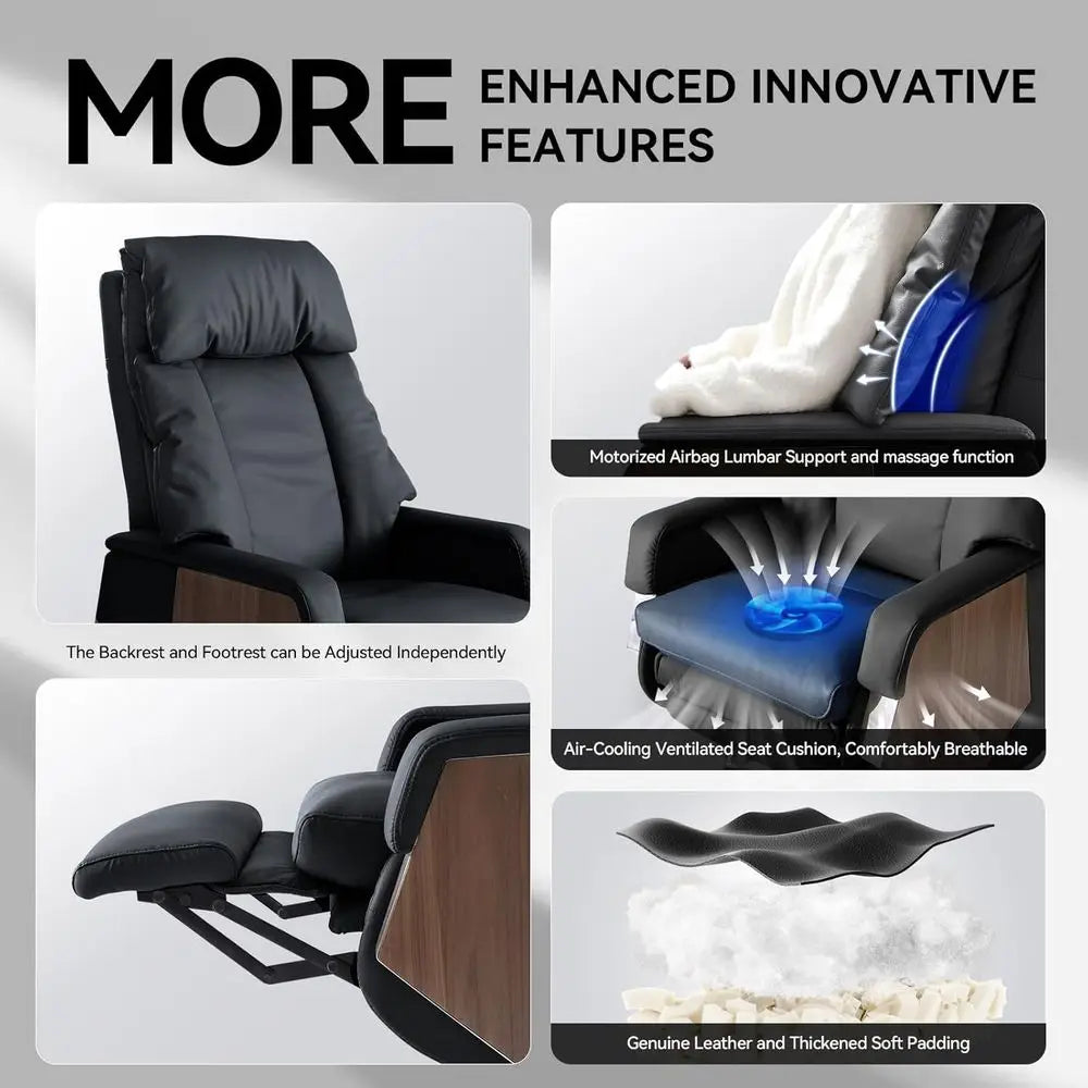 Luxury Leather Executive Chair with Footrest, Electric Recline, Massage, Adjustable Lumbar Support for Big and Tall,Customized