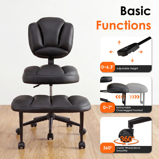 TCGBKAF Ergonomic Cross Legged Office Chair With Adjustable Footrest