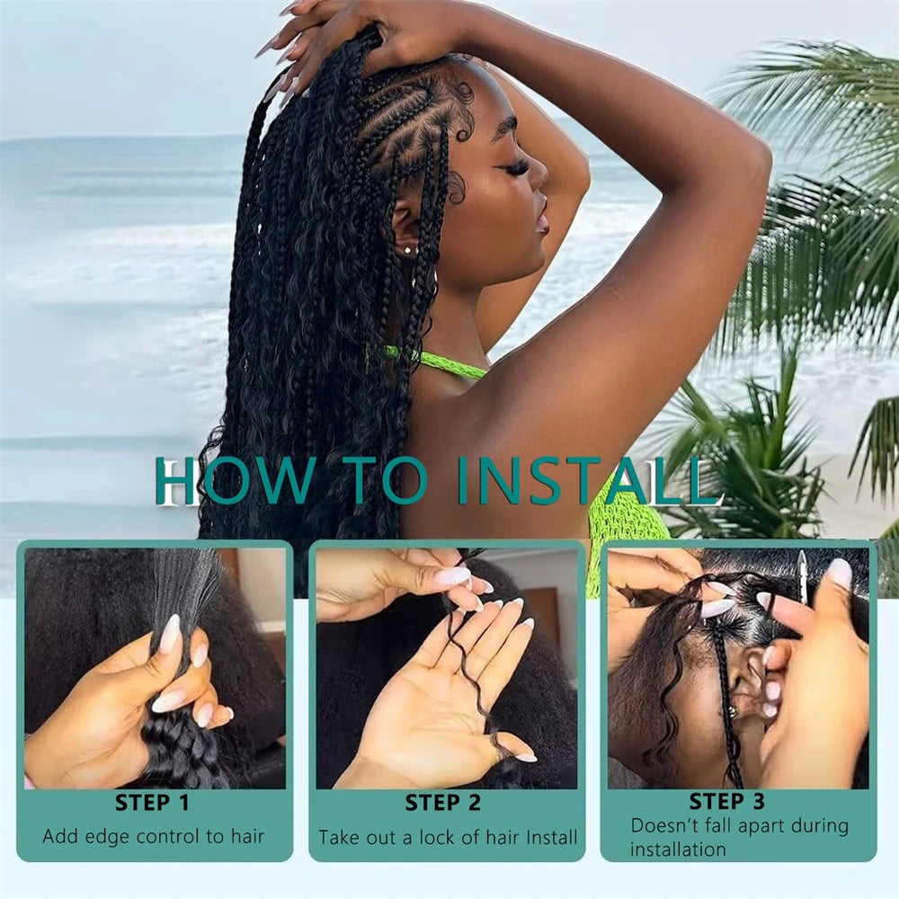 Bulk Human Hair for Boho Knotless Braids Curly Hair Extension Deep Wave Boho Human Hair Natural Color Wet And Wavy Braiding Hair