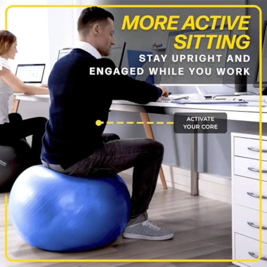 26 Inch Exercise Ball, Yoga Ball for Workout, Balance Stability, Fitness Ball for Office, Home, Gym, Balance Balls with Quick P