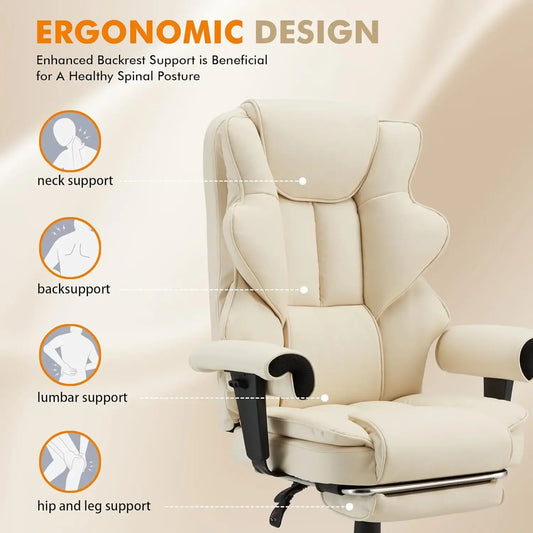 XMSJ 6 Point Massage Office Chair With Footrest And Reclining