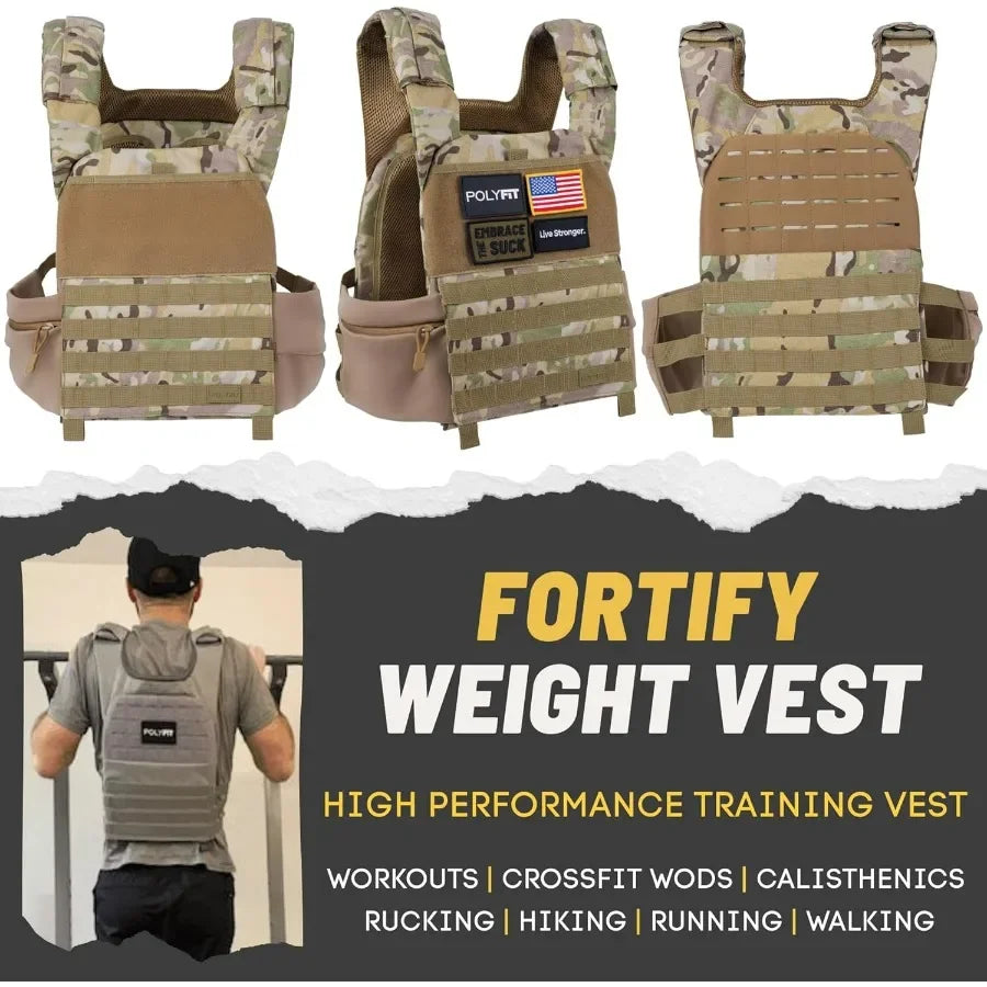 (Fortify) Weighted Vest for Strength and Endurance Training, Rucking, Fitness Workouts, Running, WODs