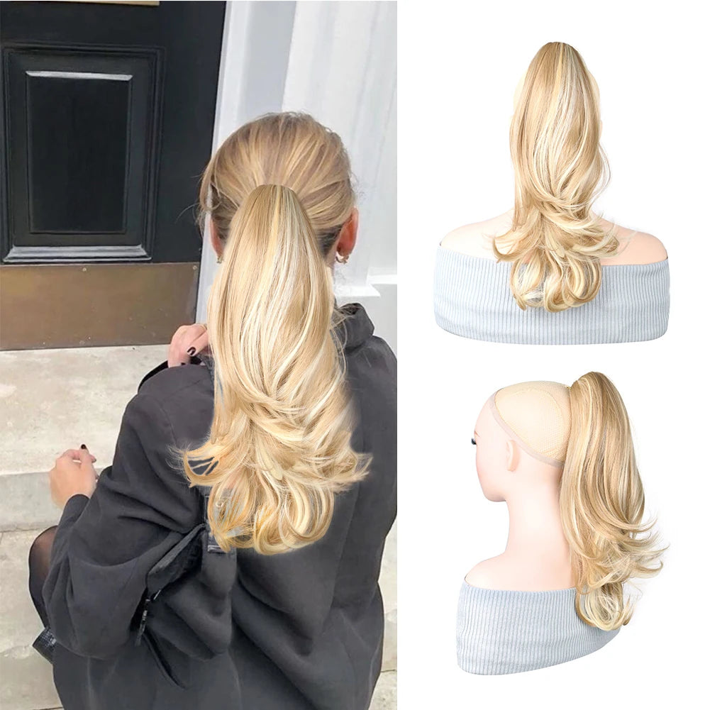 16 Inch Long Wavy Ponytail Extension with Claw Clip Faux Wavy Easy Styling Full and Voluminous Look Hairpiece Hair extensions Ponytail clip hair extensions clip hair extensions clip hair extensions