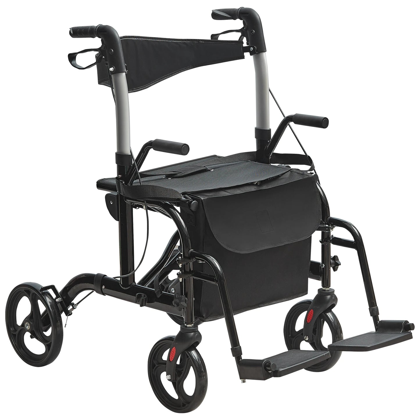 SucceBuy 2 in 1 Rollator Walker & Transport Chair for Seniors Folding Rolling Walker Wheelchair Combo & Aluminum Mobility Walker