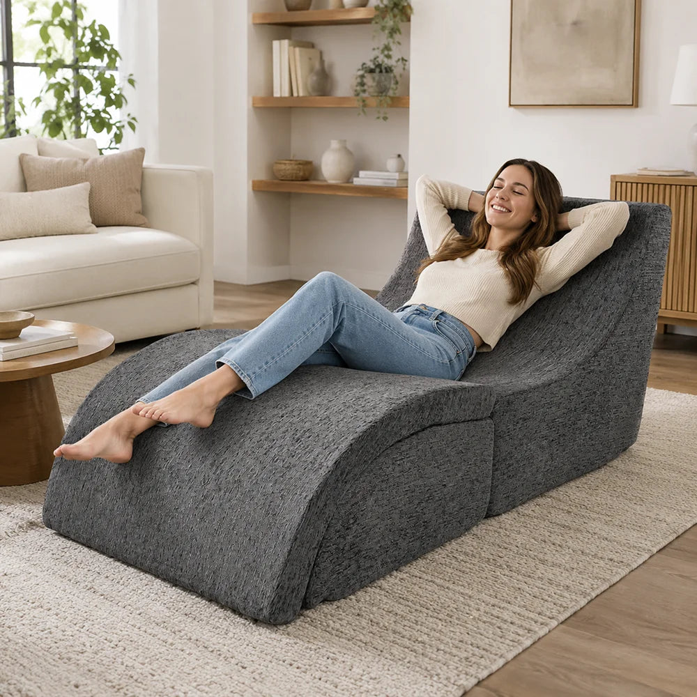 Multi Mode Foldable Ergonomic Recliner Chaise Lounge Sofa With Ottoman