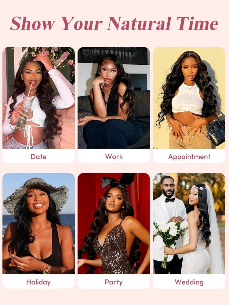 13x6 13x4 Body Wave Human Hair Front Wig 40 Inch HD Transparent Lace Frontal Wigs 200 Density Pre Plucked Lace Wigs For Women