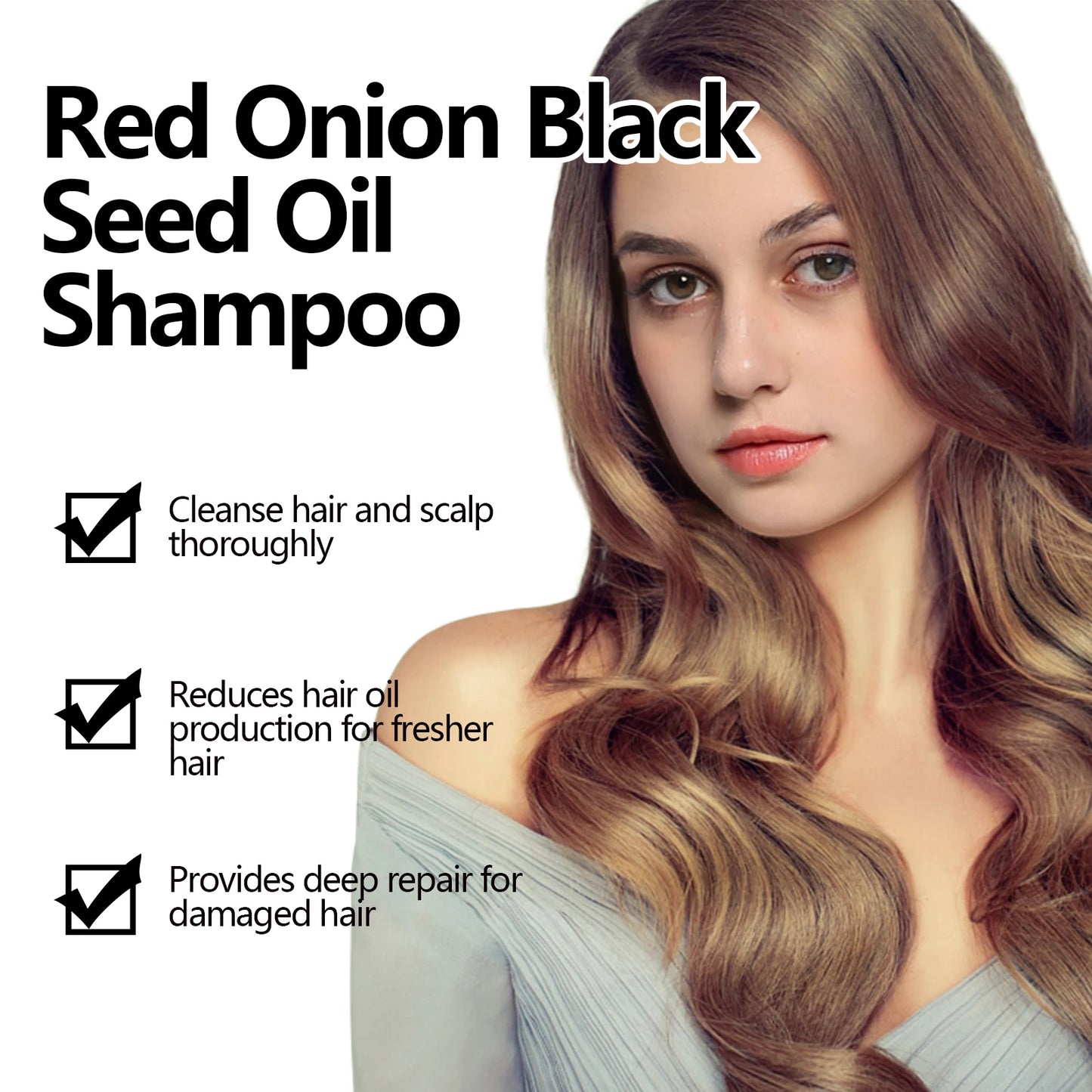 EELHOE Red Onion Oil Shampoo Deep Cleansing Repair Damaged Hairs Strengthen Hair Roots Anti Dryness Frizzy for All Hair Types