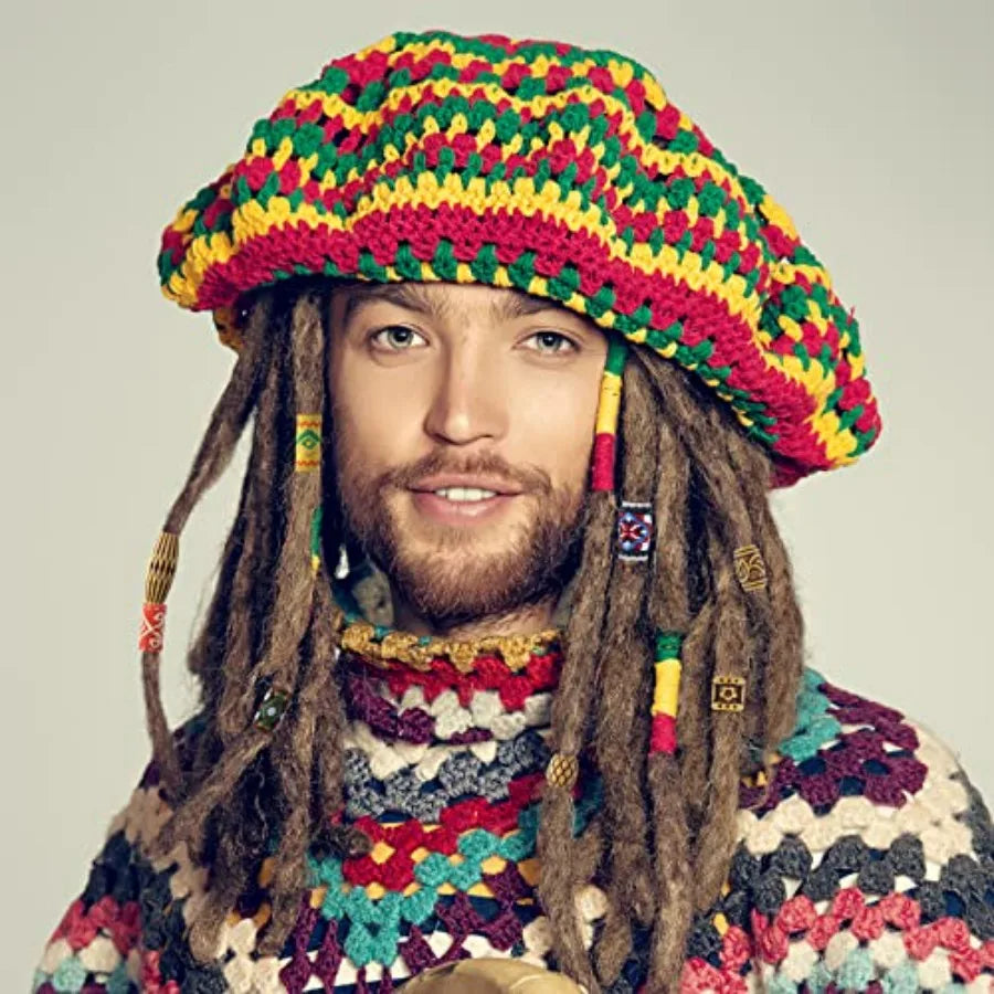 54 PCS Hair Jewelry Braids Fabric Dreadlock Beads Vintage Locks Hair Clips African Tube Beads Simulation Wood Dreadlock Accesso