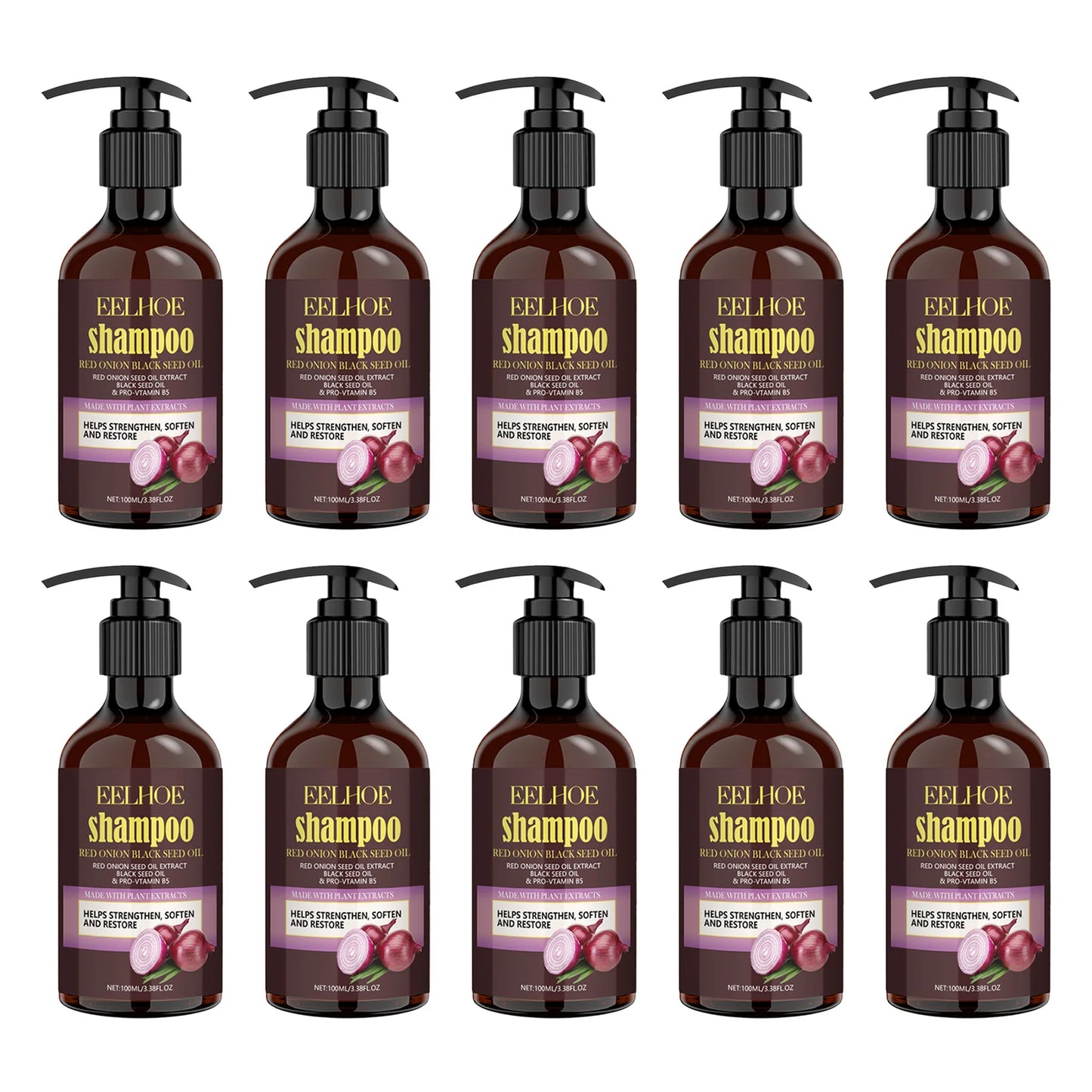 EELHOE Red Onion Oil Shampoo Deep Cleansing Repair Damaged Hairs Strengthen Hair Roots Anti Dryness Frizzy for All Hair Types