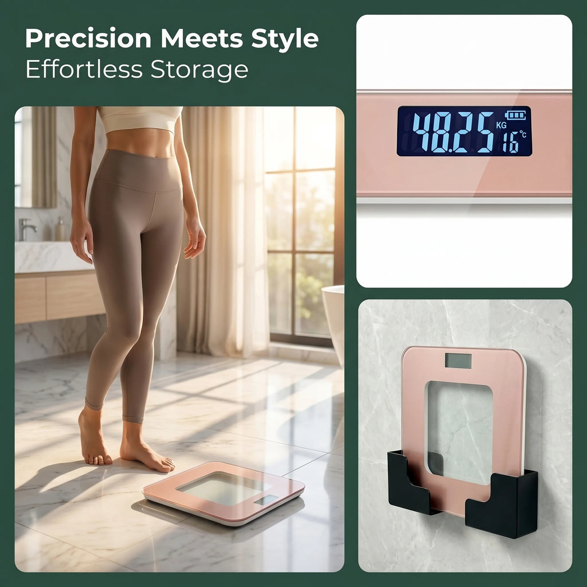 Digital Bathroom Scale, Body Weight Scale, High Precision, Large LCD Display, Max 180kg, Home Weighing Machine