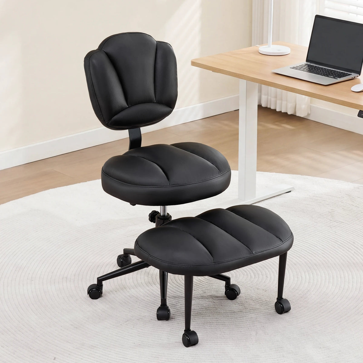 TCGBKAF Ergonomic Cross Legged Office Chair With Adjustable Footrest