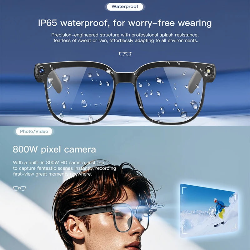 2026 New Video Shooting Smart Glasses, Two Standard Replacement Lenses, Photo And Video AI Glasses, 800W Pixel Ultra-Wide-Angle Camera, High-Definition Video 1080P, Photography And Video Stabilization, Dual Microphone Noise R