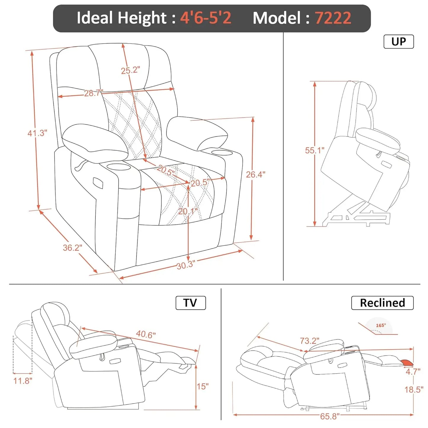 Triple Motor Power Lift Recliner Chair With Massage And Heating