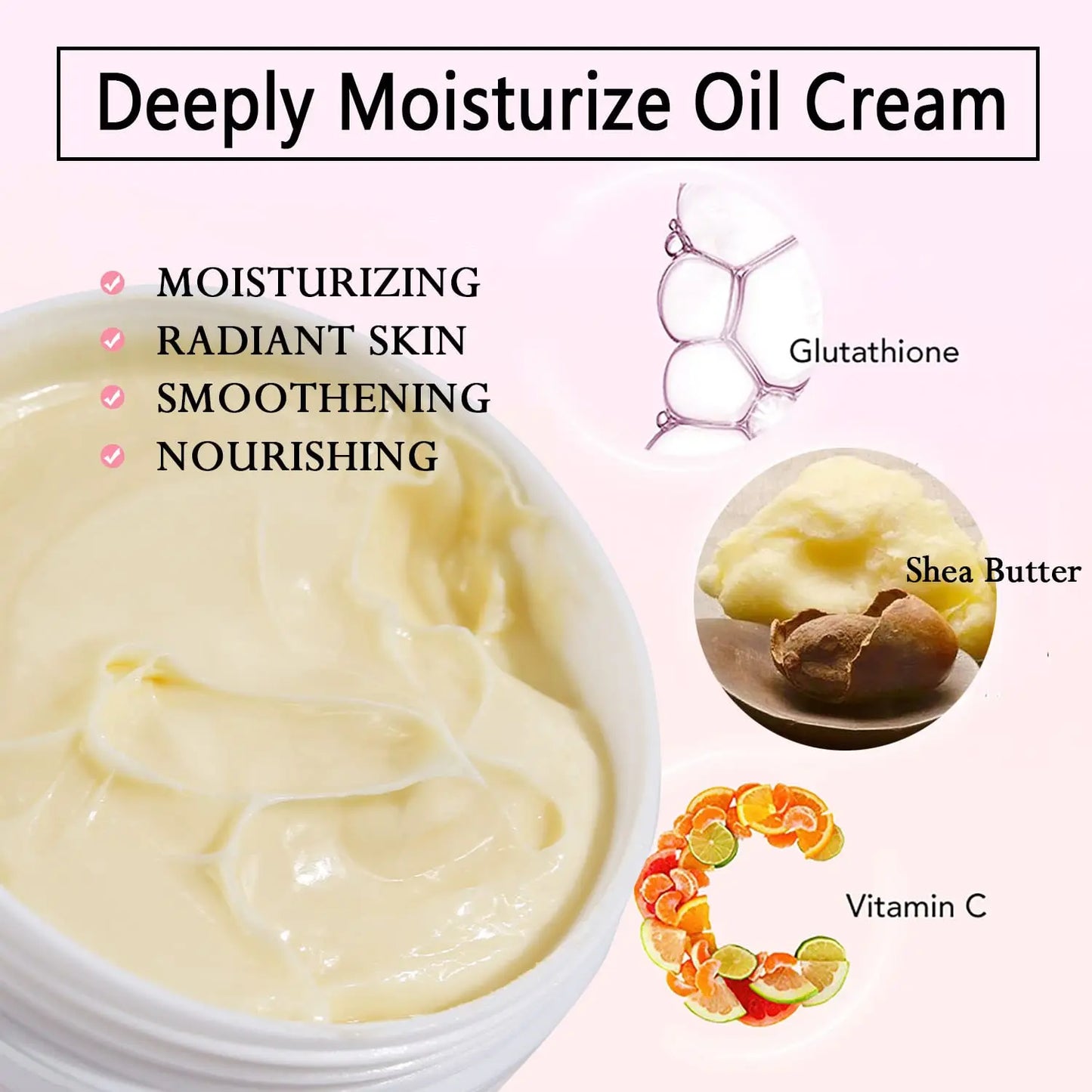 AILKE Organic Shea Butter Oil Whitening Cream, Brightening, Moisturizing, Smooth Nourish, Soften Skin, for Face, Body, 100ml