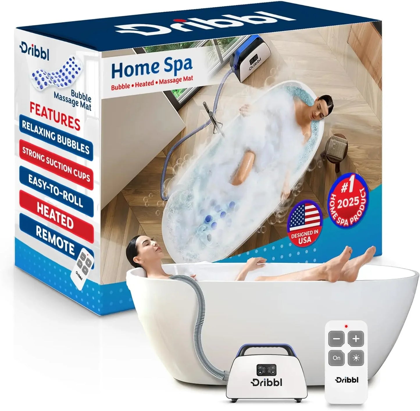 Electric Bubble Massage Bathtub Mat – Non-Slip Full-Body Waterproof Hot Tub Spa Mat for Bath with Heater, Motorized Air Pump