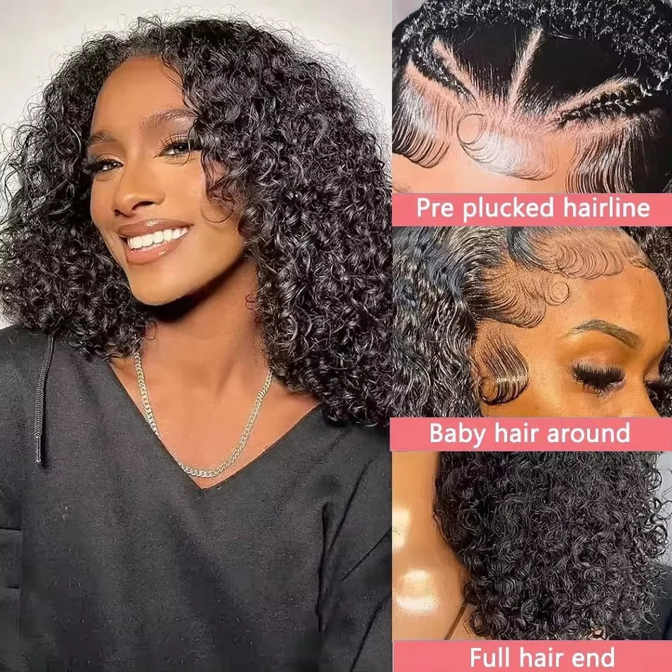Deep Wave 4x4 5x5 Short Bob Wigs Human Hair Natural Color Brazilian Water Wave Curly 13x4 13x6 Hd Lace Front Wigs Pre Plucked