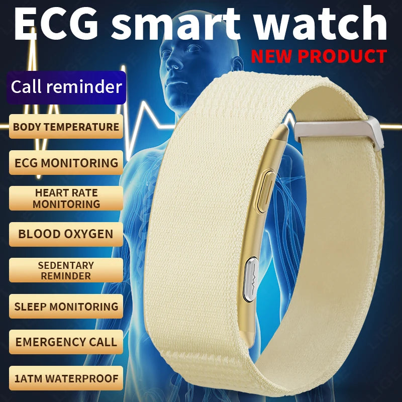 ECG PPG Screenless Smart Watch Sports Fitness Heart Rate Monitor Waterproof