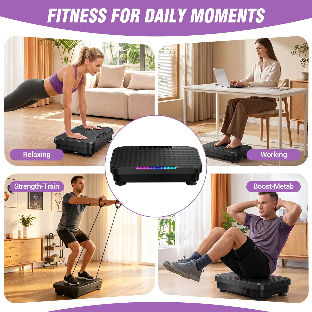 Vibration Plate Trainer With Bluetooth Music And LED Ambient Lights