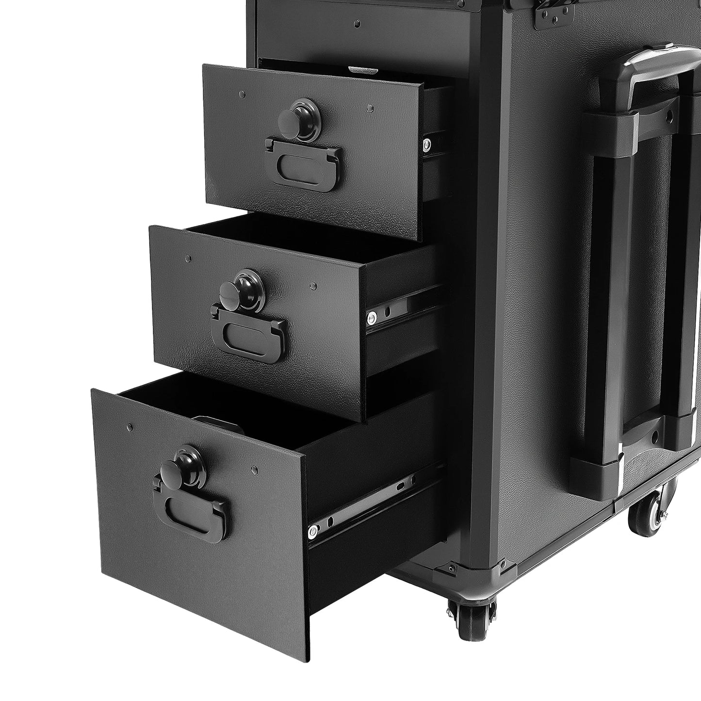 Rolling Cosmetic Case, Makeup Train Case, Tattoo Case, Metal Plate Tool Box with Adjustable Tripod, Nail Art Storage, High Capacity Organizer, PU Manganese Steel, Multi-drawer Workstation, Portable Salon Trolley for Hairstyli