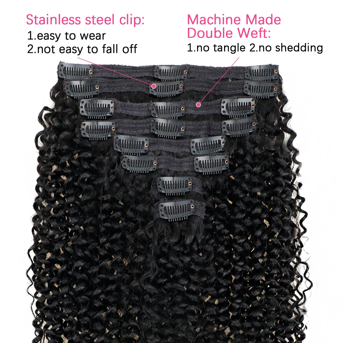 Water Wave Clip in Hair Extensions Real Human Hair Deep Curly Clip Ins for Women 8Pcs 120G Brazilian Remy Human Hair Extensions