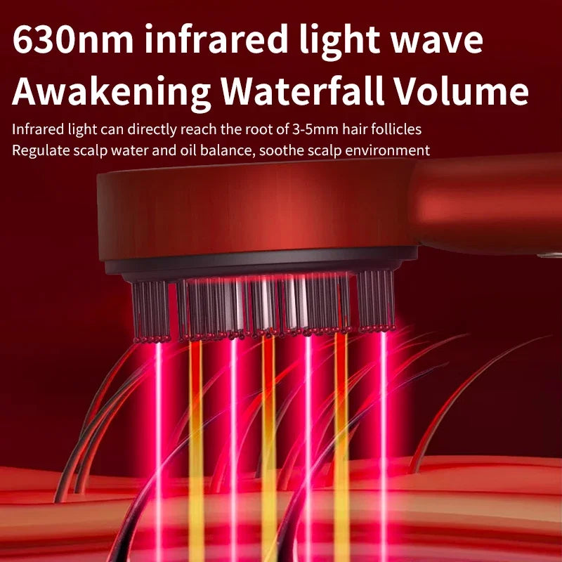 3 Modes Electric Vibration Massage Comb Red Light Therapy Hair Growth Scalp Brush Anti Hair Loss With Liquid Oil Applicator