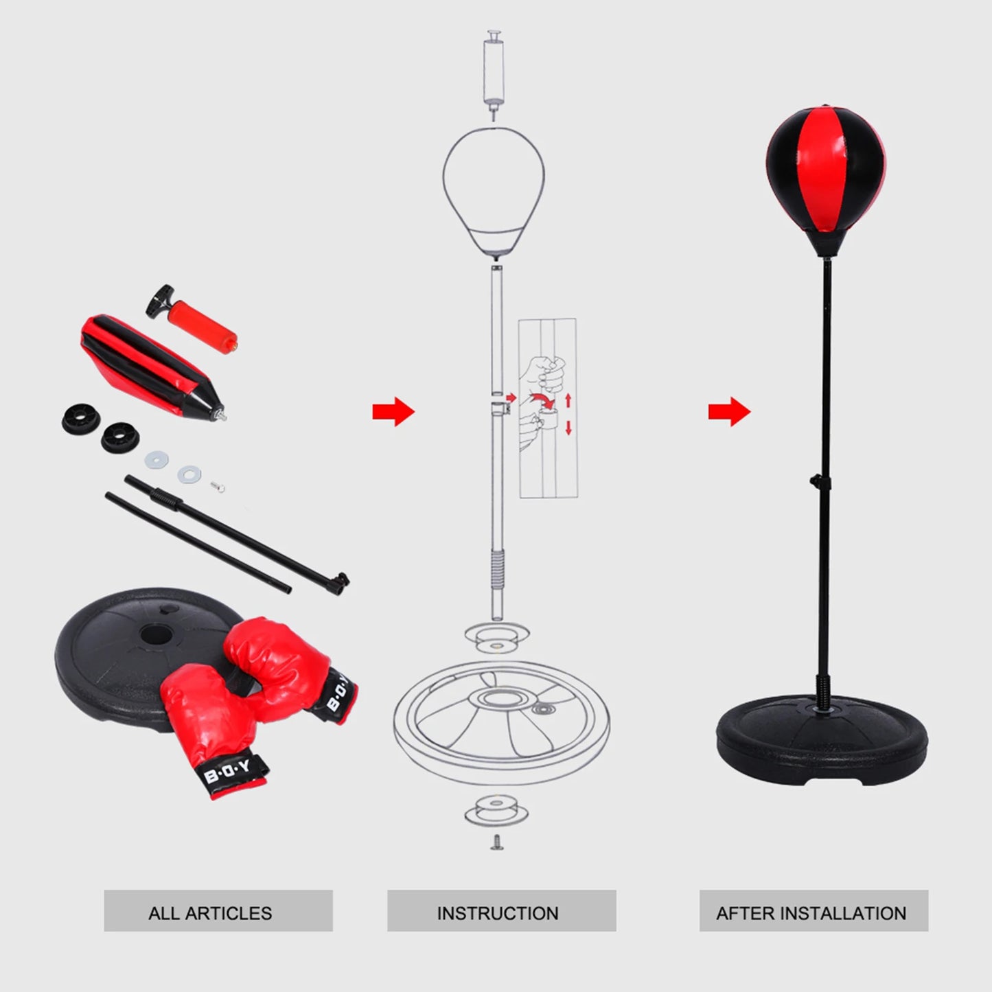 Kids Boxing Ball Adjustable Height Kids Punching Ball Bag Speed Boxing Sports Set Fighting Game With Gloves