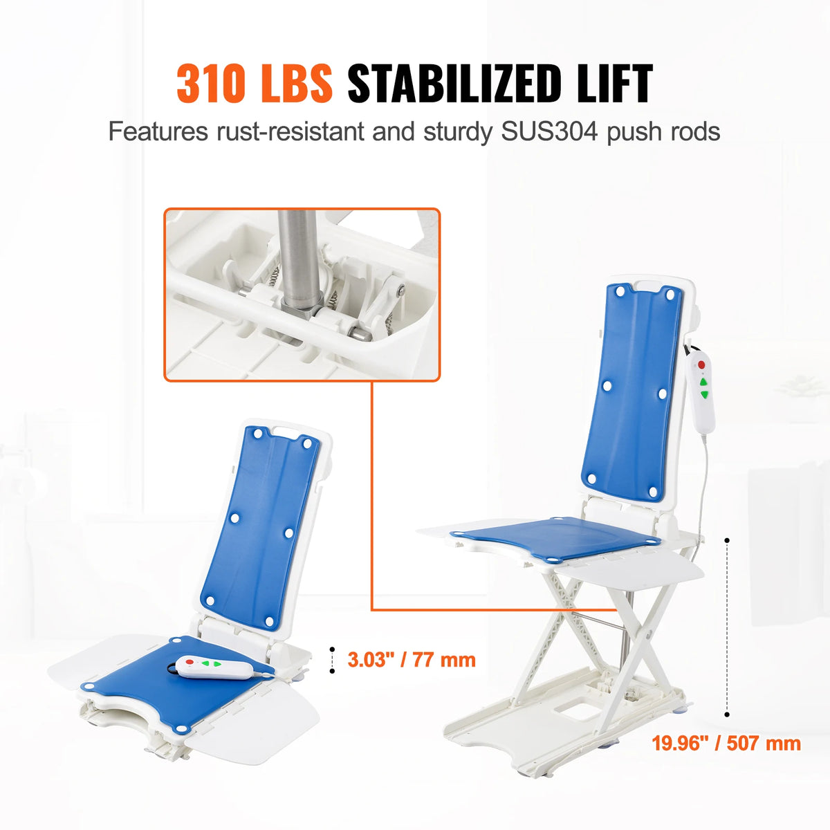 SucceBuy Electric Chair Lift Devices to Lift Elderly off Floor Height Adjustable Support Up to 310 LBS  for Seniors Patient