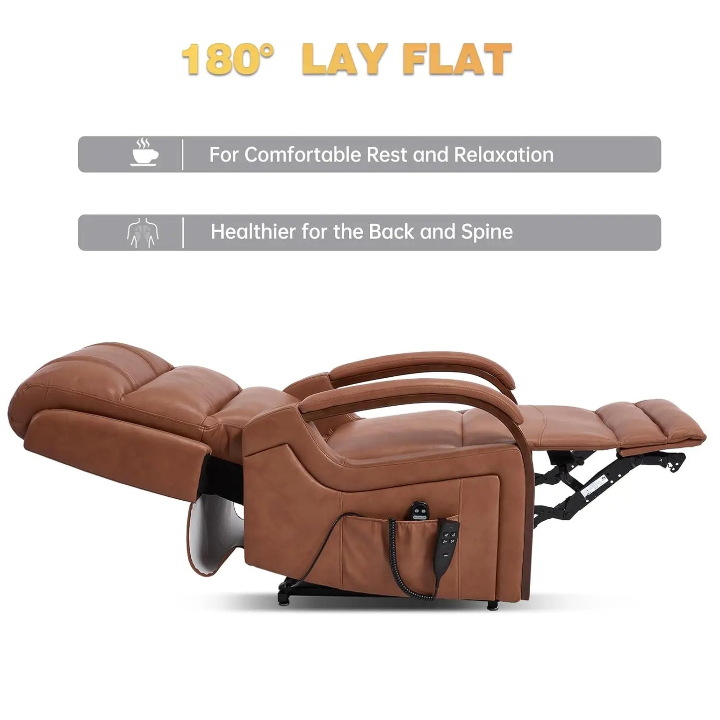 Dual Motor Power Lift Recliner Lay Flat Massage Heat Infinite Position Living Room Faux Leather, Customized