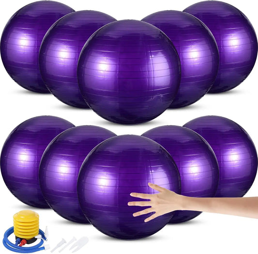 10-Piece Anti-Burst Yoga Ball Set with Pump for Fitness, Pregnancy, and Office Use, Supports 330lbs