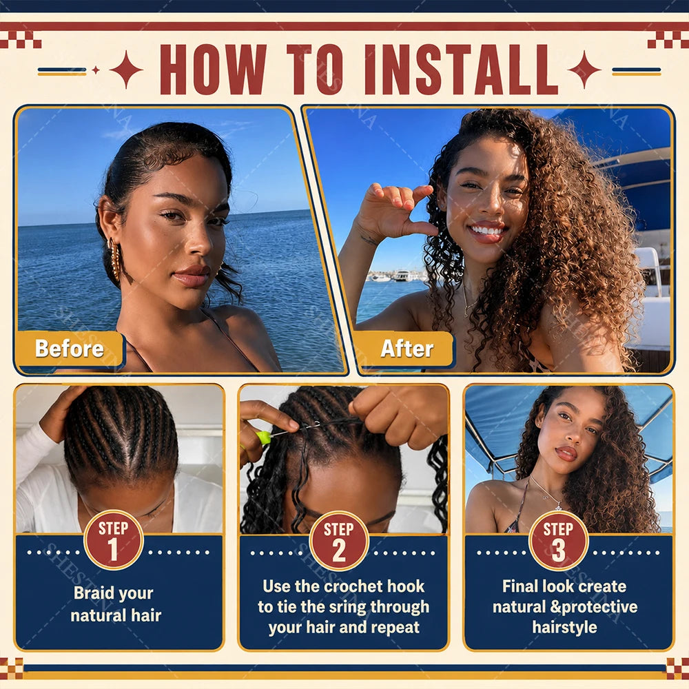 Salon Quality Honey Blonde Small Spirals Curly Miracle Knots Crochet Bulk Human Hair For Boho Braiding Knotless Pre-Separated Kinky Curly Feather Crochet Human Hair Extensions Unprocessed 100% Vietnamese Human Hair Can Ponyta