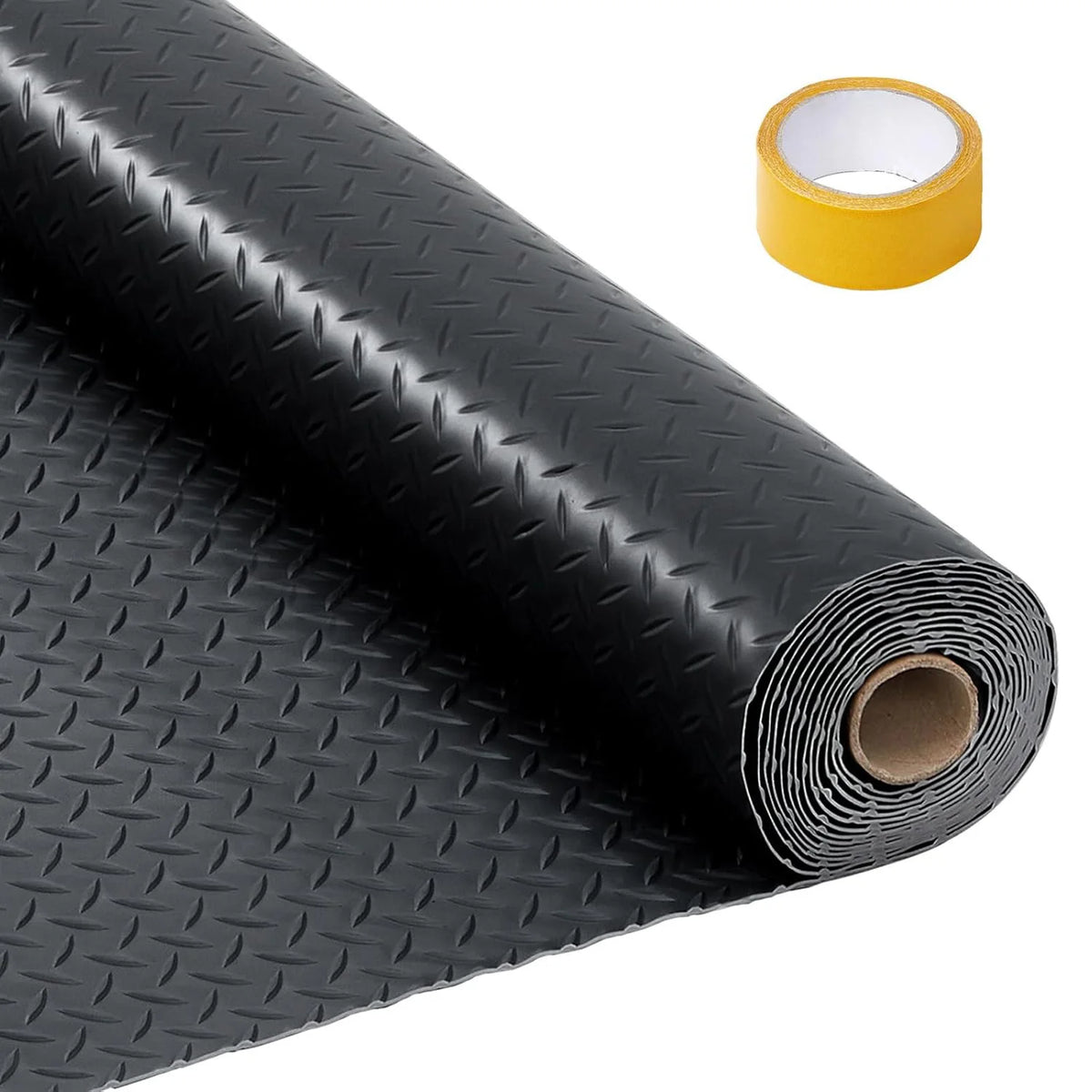 7.5x17FT Industrial Garage Flooring Roll 2.8mm PVC Floor Mat Diamond Tread Under Car Protector Workshop Gym Waterproof Liner