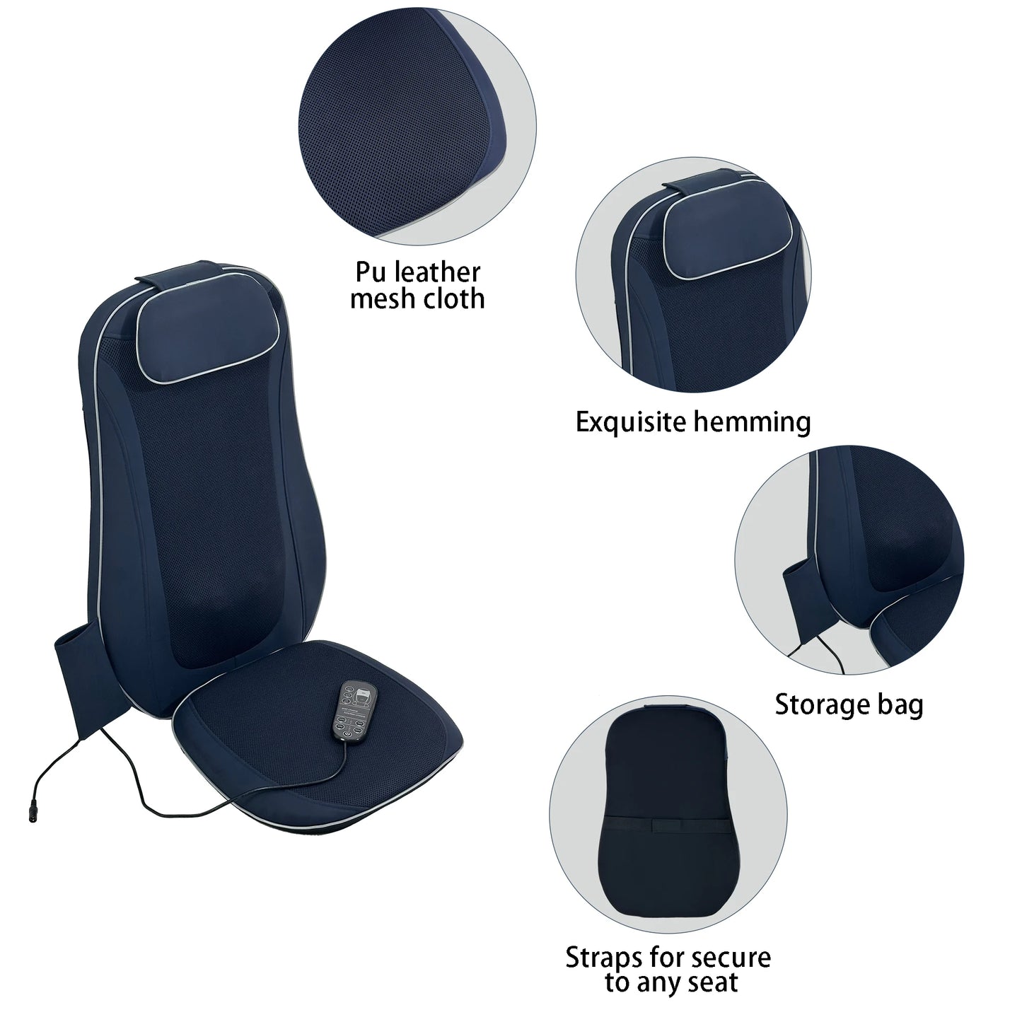 Electric Shiatsu Infrared Heating Massage Seat Cushion for Car Office