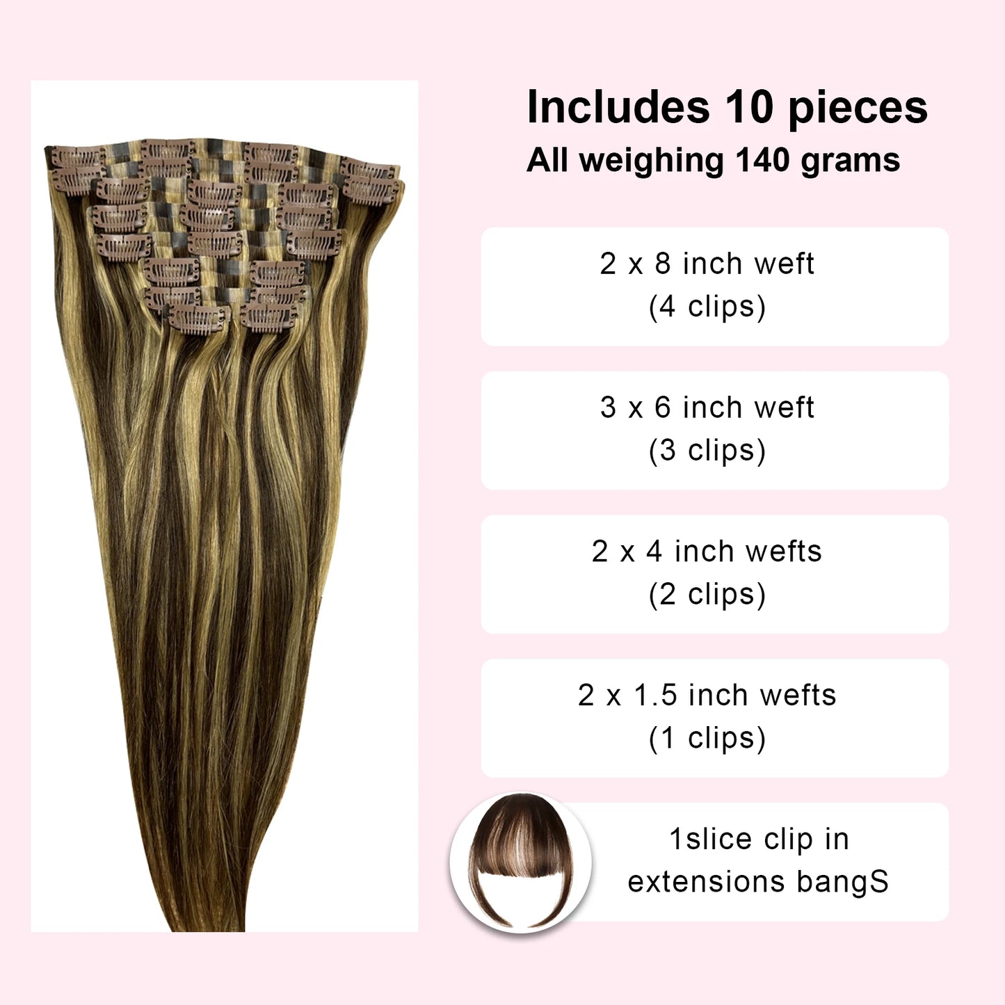 Highlight Ombre Clip In Hair Extensions Straight Human Hair 24 26Inch Colored 100% Human Hair 120g 9 Pcs/Set Extensions Clip Ins