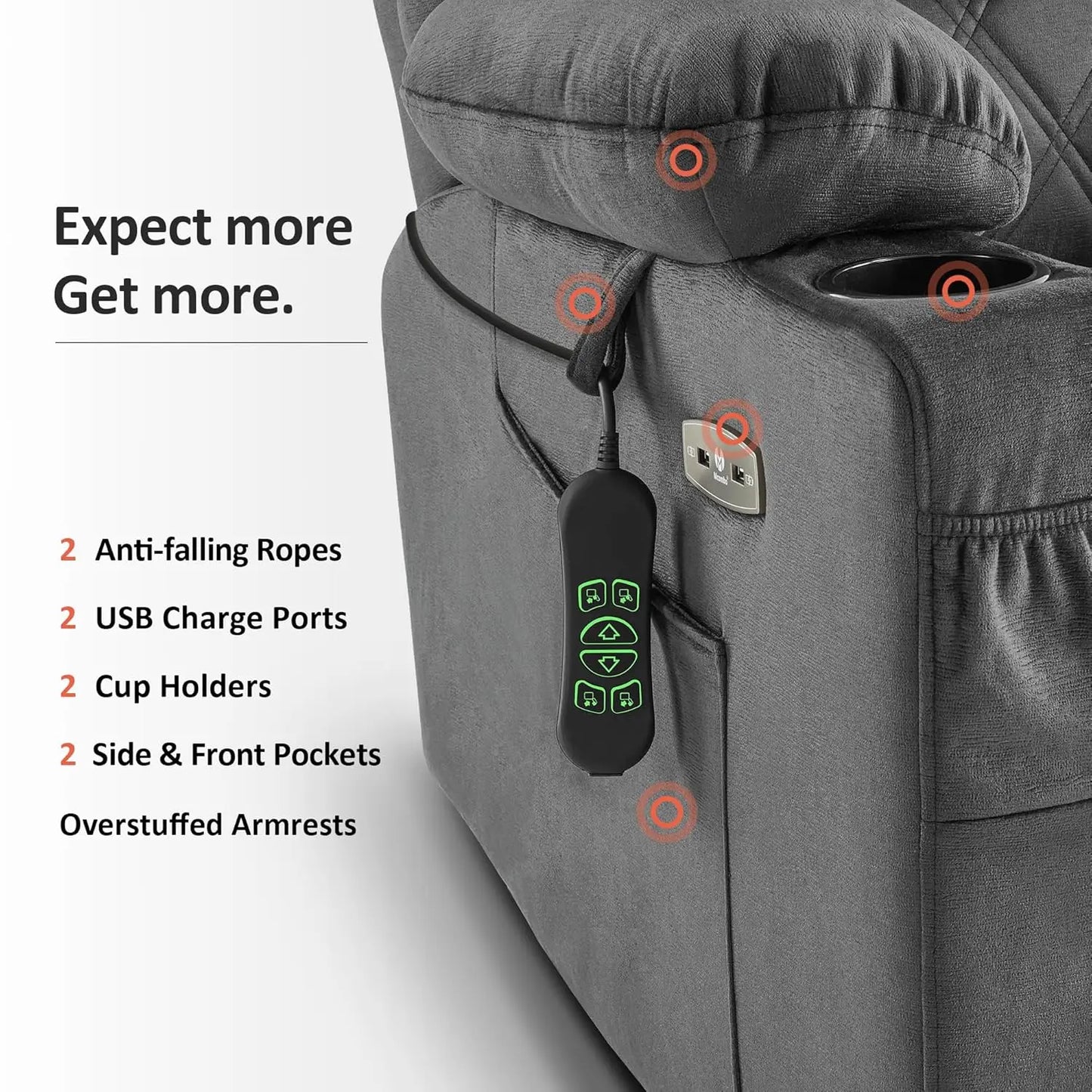 Triple Motor Power Lift Recliner Chair With Massage And Heating