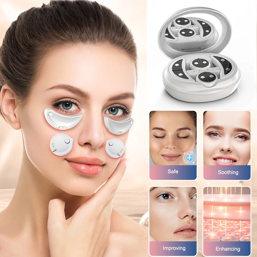 EMS Micro-current Eye Face Massager Red Light Eye Care Massager Beauty Machine With Gel Patch for Dark Circles Removal Eye Lines