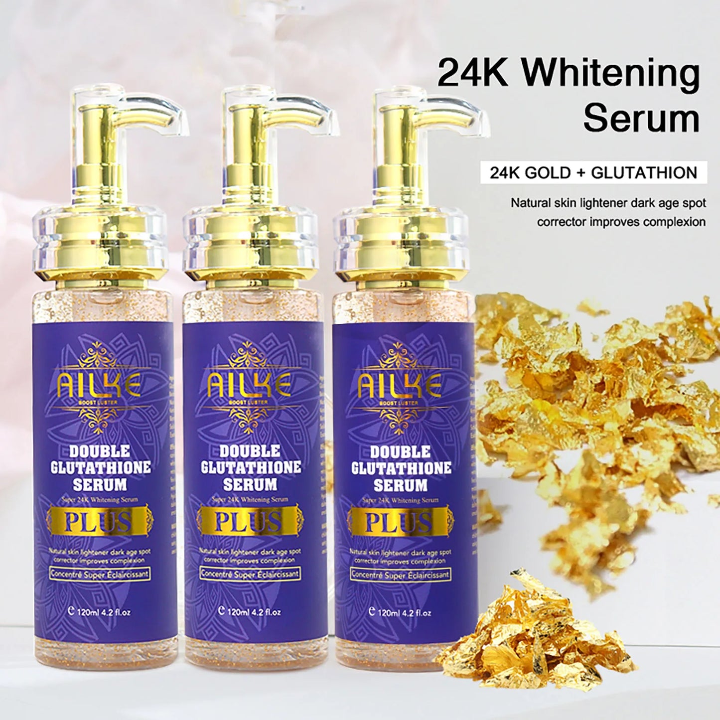 AILKE Whitening Lotion and Serum, Reduce Black Spots, Sun Spots, Melasma, Hyperpigmentation, Lighten Skin With Glutathione