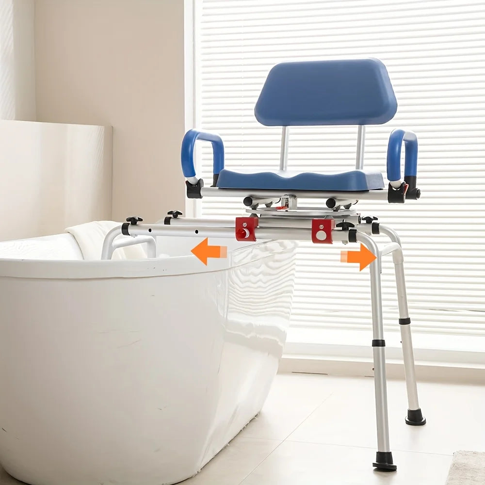 Swivel Sliding Shower Transfer Bench Adjustable Height With Safety Belt