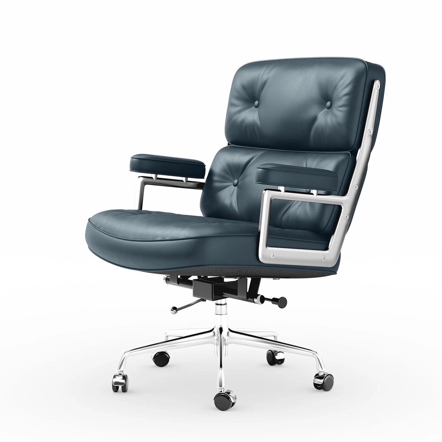 Ergonomic Office Chair Genuine Leather with Aluminum Arms and Wheels for Support Rolling Swivel Business Executive Office Chair