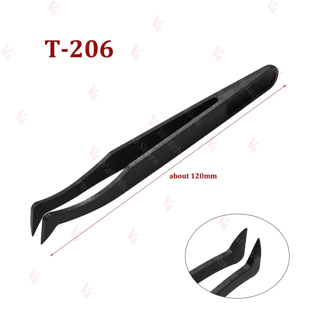 Watch Accessories Carbon Fiber Tweezers Watch Repair Tools Black Anti-static Plastic Tweezer Watch Trimmer Tools for Watchmaker
