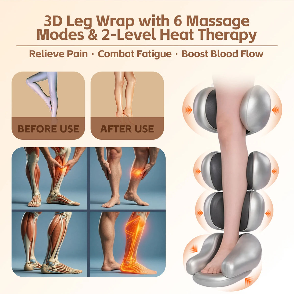 Heated Compression Leg Massager For Pain Relief And Better Circulation