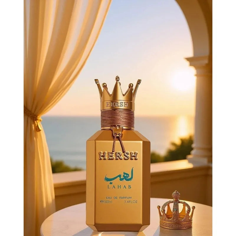 Hersh Lahab Perfume by Al Ezz Oud 3.4 Oz EDP Spray Harsh Lahab Long Lasting Cologne Luxury Gold Crown Pheromones Perfume 100 ML