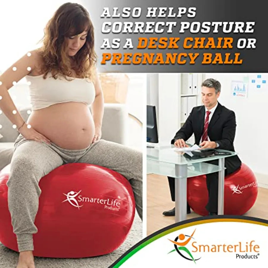 SmarterLife Exercise Ball Yoga Ball for Fitness, Balance, Stability, or Pregnancy, Gym Ball for Core Workout, Physical Therapy,