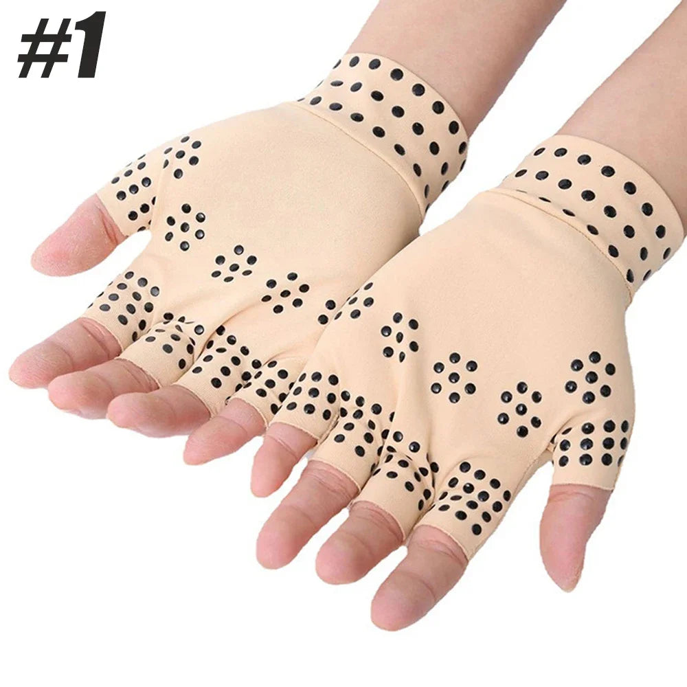 1Pair Magnetic Gloves Arthritis Therapy Gloves Men Women Arthritis Joint Pain Treat Fingerless Glove Rheumatoid Hand Pain Relief